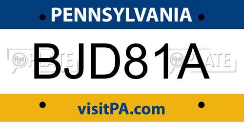 BJD81A Pennsylvania License Plate