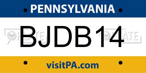BJDB14 Pennsylvania License Plate