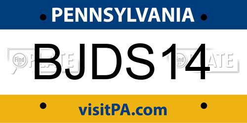 BJDS14 Pennsylvania License Plate