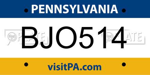 BJO514 Pennsylvania License Plate