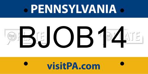 BJOB14 Pennsylvania License Plate