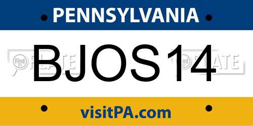 BJOS14 Pennsylvania License Plate