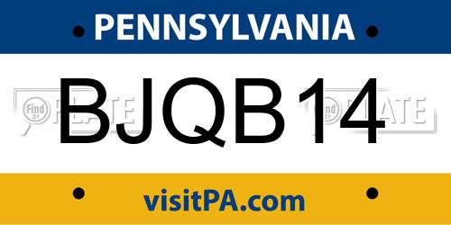 BJQB14 Pennsylvania License Plate