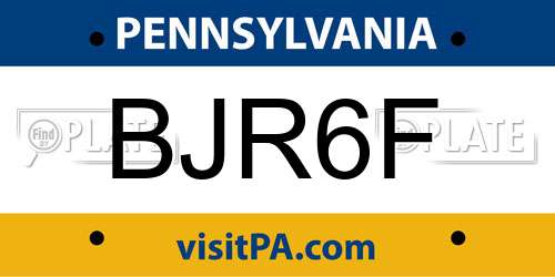 BJR6F Pennsylvania License Plate
