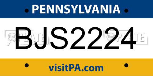 BJS2224 Pennsylvania License Plate