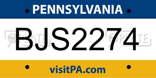 BJS2274 Pennsylvania License Plate