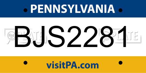 BJS2281 Pennsylvania License Plate