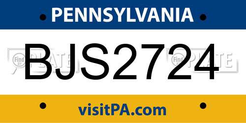 BJS2724 Pennsylvania License Plate