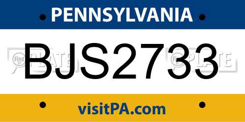 BJS2733 Pennsylvania License Plate