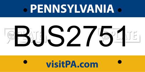BJS2751 Pennsylvania License Plate