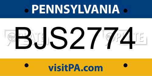 BJS2774 Pennsylvania License Plate