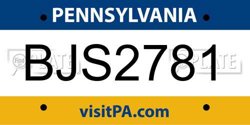 BJS2781 Pennsylvania License Plate