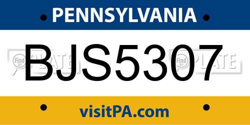 BJS5307 Pennsylvania License Plate