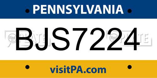 BJS7224 Pennsylvania License Plate