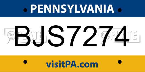 BJS7274 Pennsylvania License Plate
