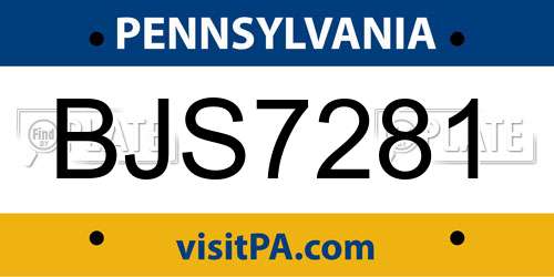 BJS7281 Pennsylvania License Plate