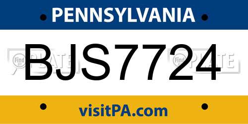 BJS7724 Pennsylvania License Plate