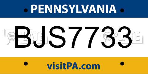 BJS7733 Pennsylvania License Plate