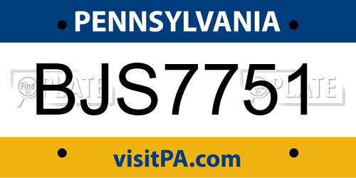 BJS7751 Pennsylvania License Plate