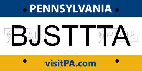 BJSTTTA Pennsylvania License Plate