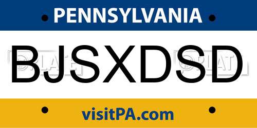 BJSXDSD Pennsylvania License Plate