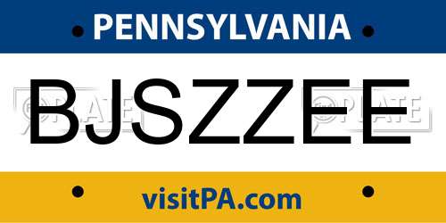 BJSZZEE Pennsylvania License Plate