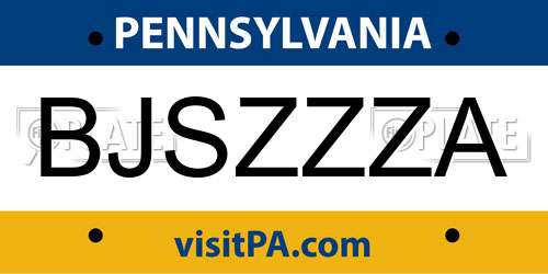 BJSZZZA Pennsylvania License Plate