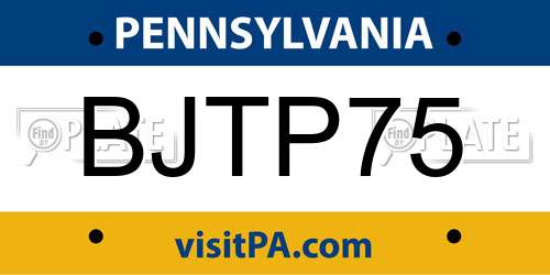 BJTP75 Pennsylvania License Plate