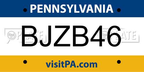 BJZB46 Pennsylvania License Plate