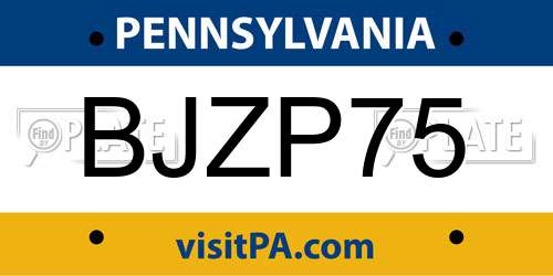 BJZP75 Pennsylvania License Plate