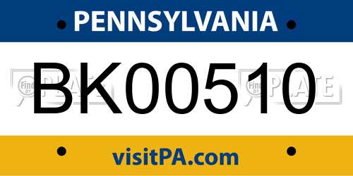 BK00510 Pennsylvania License Plate