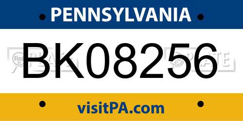 BK08256 Pennsylvania License Plate