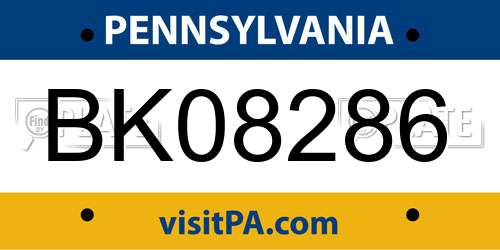 BK08286 Pennsylvania License Plate