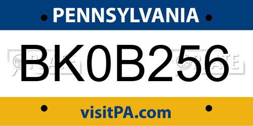 BK0B256 Pennsylvania License Plate