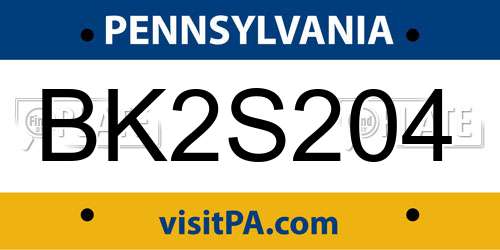 BK2S204 Pennsylvania License Plate