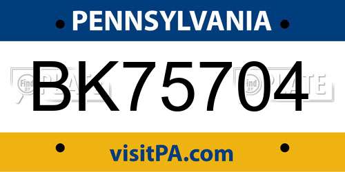 BK75704 Pennsylvania License Plate