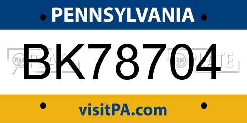 BK78704 Pennsylvania License Plate