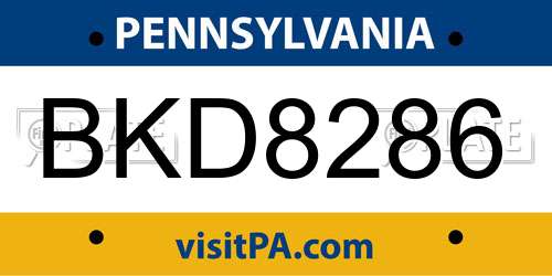 BKD8286 Pennsylvania License Plate