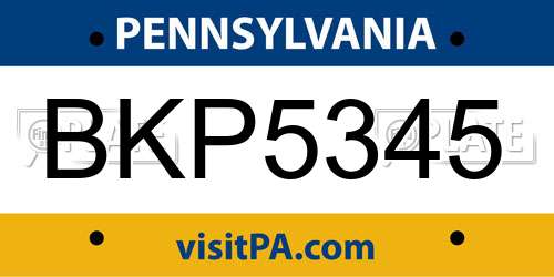 BKP5345 Pennsylvania License Plate