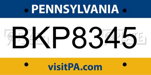 BKP8345 Pennsylvania License Plate