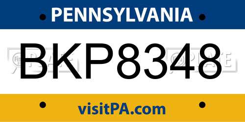 BKP8348 Pennsylvania License Plate