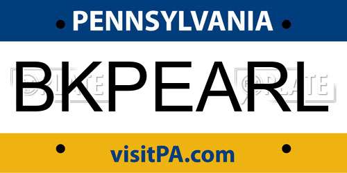 BKPEARL Pennsylvania License Plate