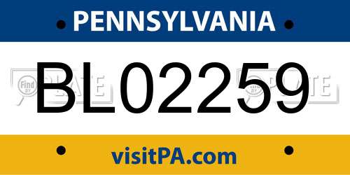BL02259 Pennsylvania License Plate