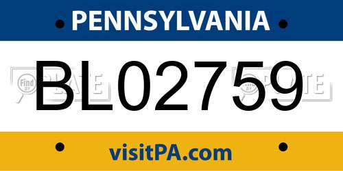 BL02759 Pennsylvania License Plate