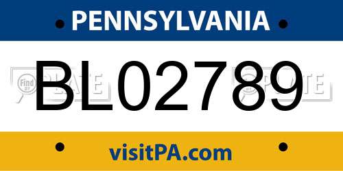 BL02789 Pennsylvania License Plate