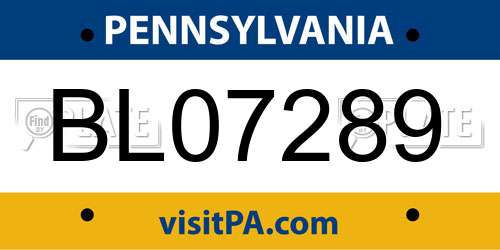 BL07289 Pennsylvania License Plate