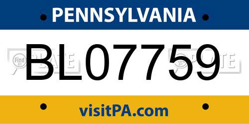 BL07759 Pennsylvania License Plate