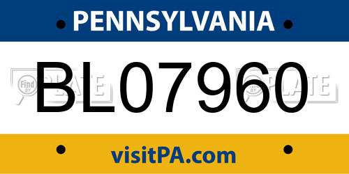 BL07960 Pennsylvania License Plate