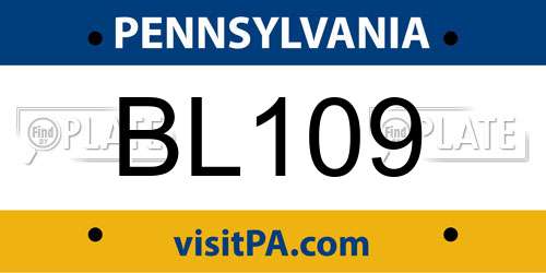 BL109 Pennsylvania License Plate