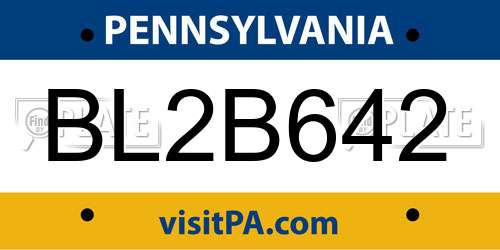 BL2B642 Pennsylvania License Plate